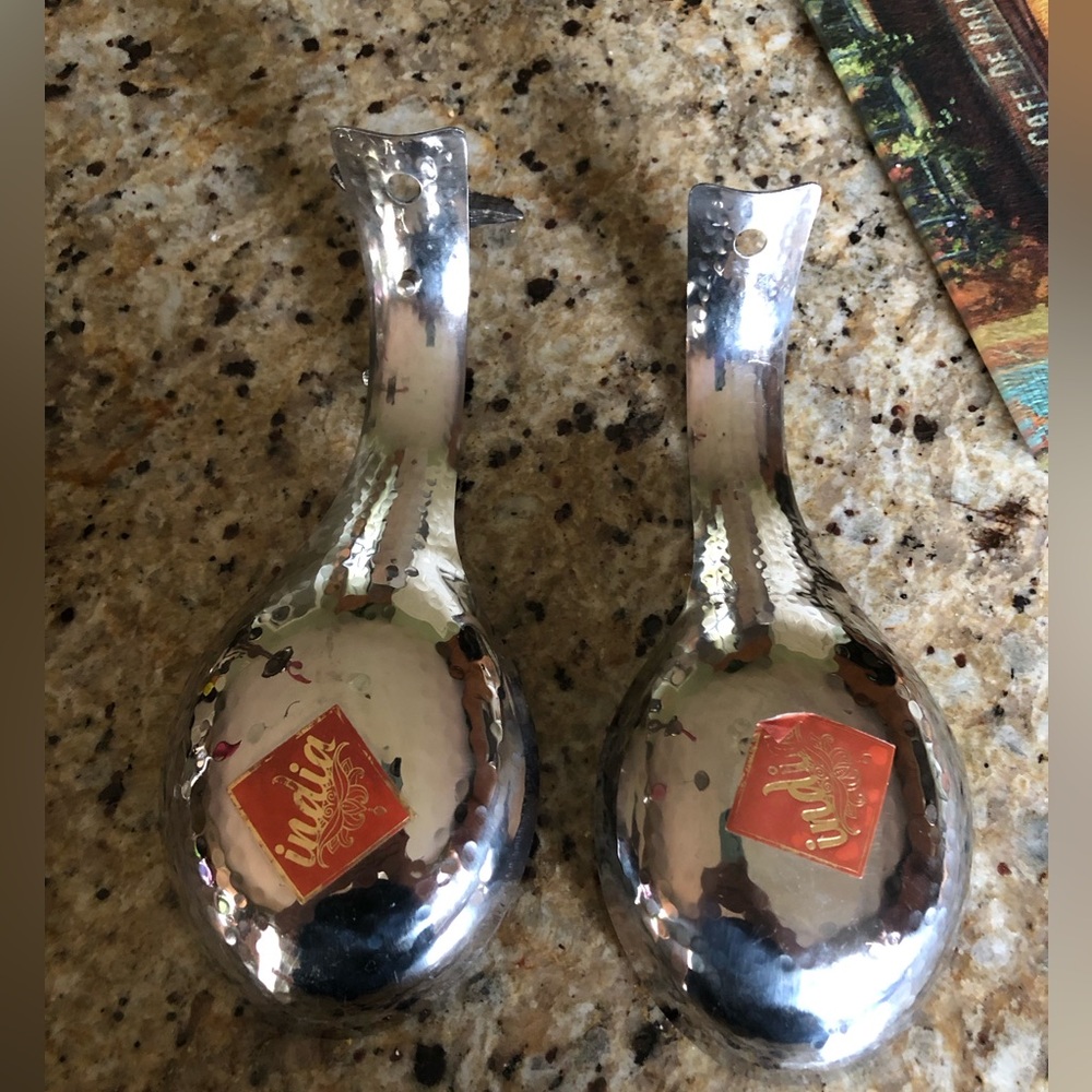Two Hammered Metal Spoon Rests - Picture 4 of 4